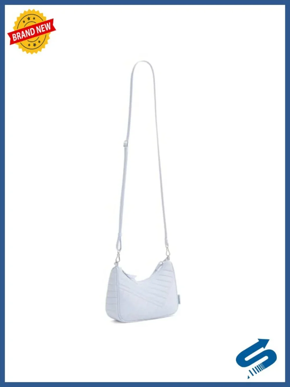 Quilted Cotton Mini Crescent Crossbody Purse with Zip Closure